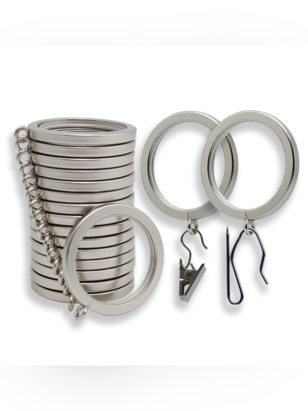 Heavy Duty Curtain Rings - BRUSHED NICKEL (18-pack)